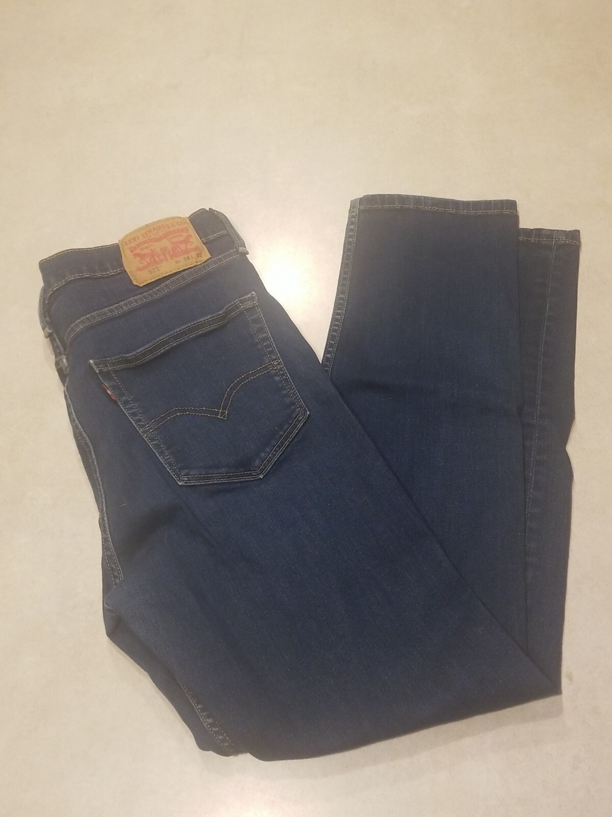 Levis 522 Mens Denim Jeans Blue Size 34X32 Straight Leg Dark Wash