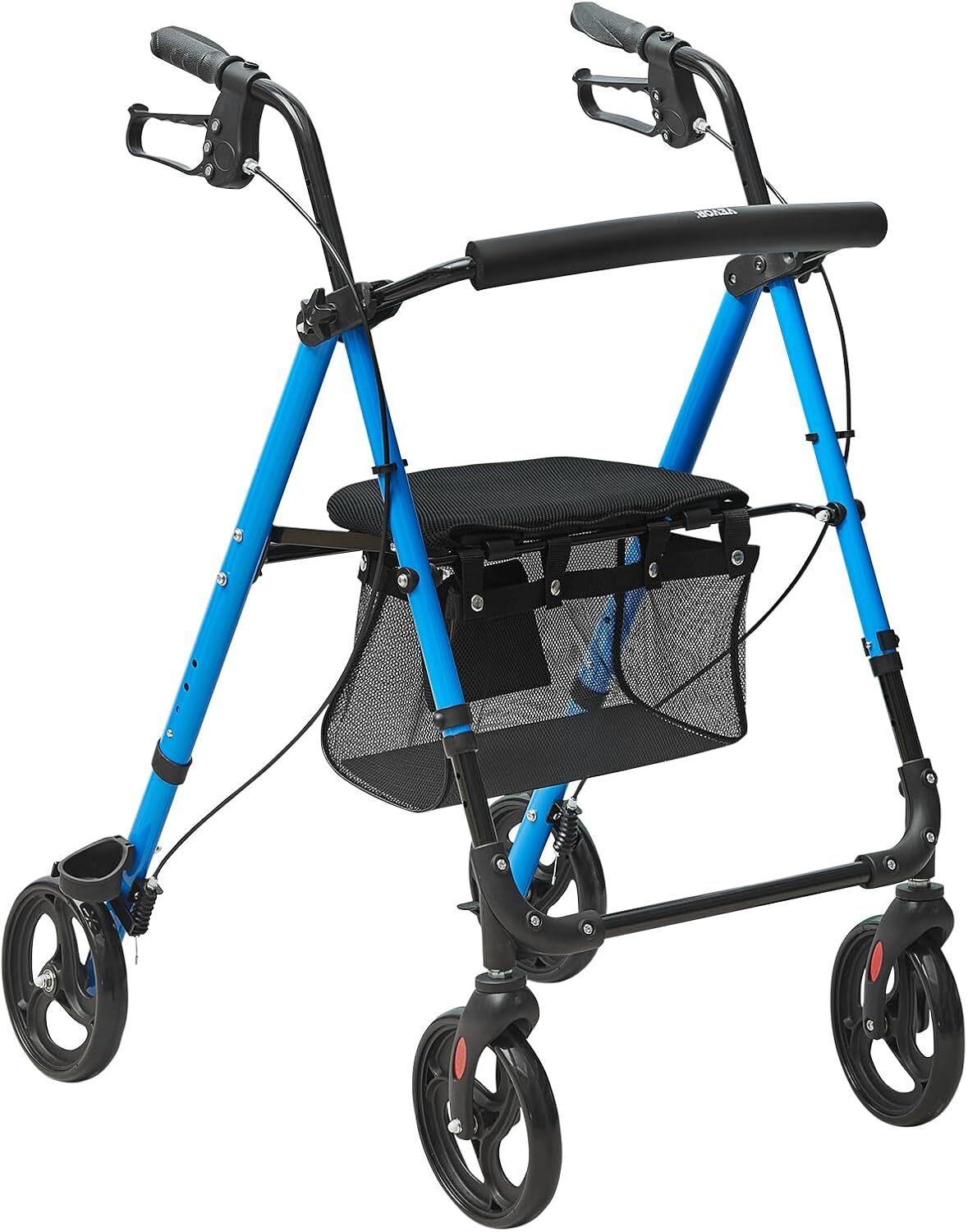 Folding Rollator Walker for Seniors, Lightweight Aluminum Rolling Walker with Ad