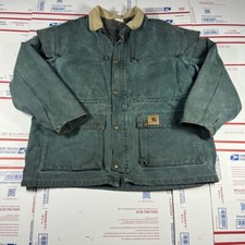 80’s Vintage MADE IN USA Carhartt Work Coat Green Barn Jacket