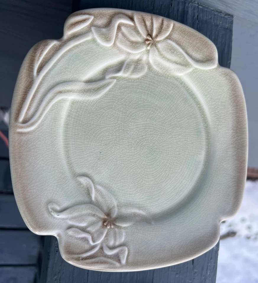 Plato superior de cerámica de orquídea verde vela Yankee Candle de 3 piezas + luz de té Foto 4 de 4