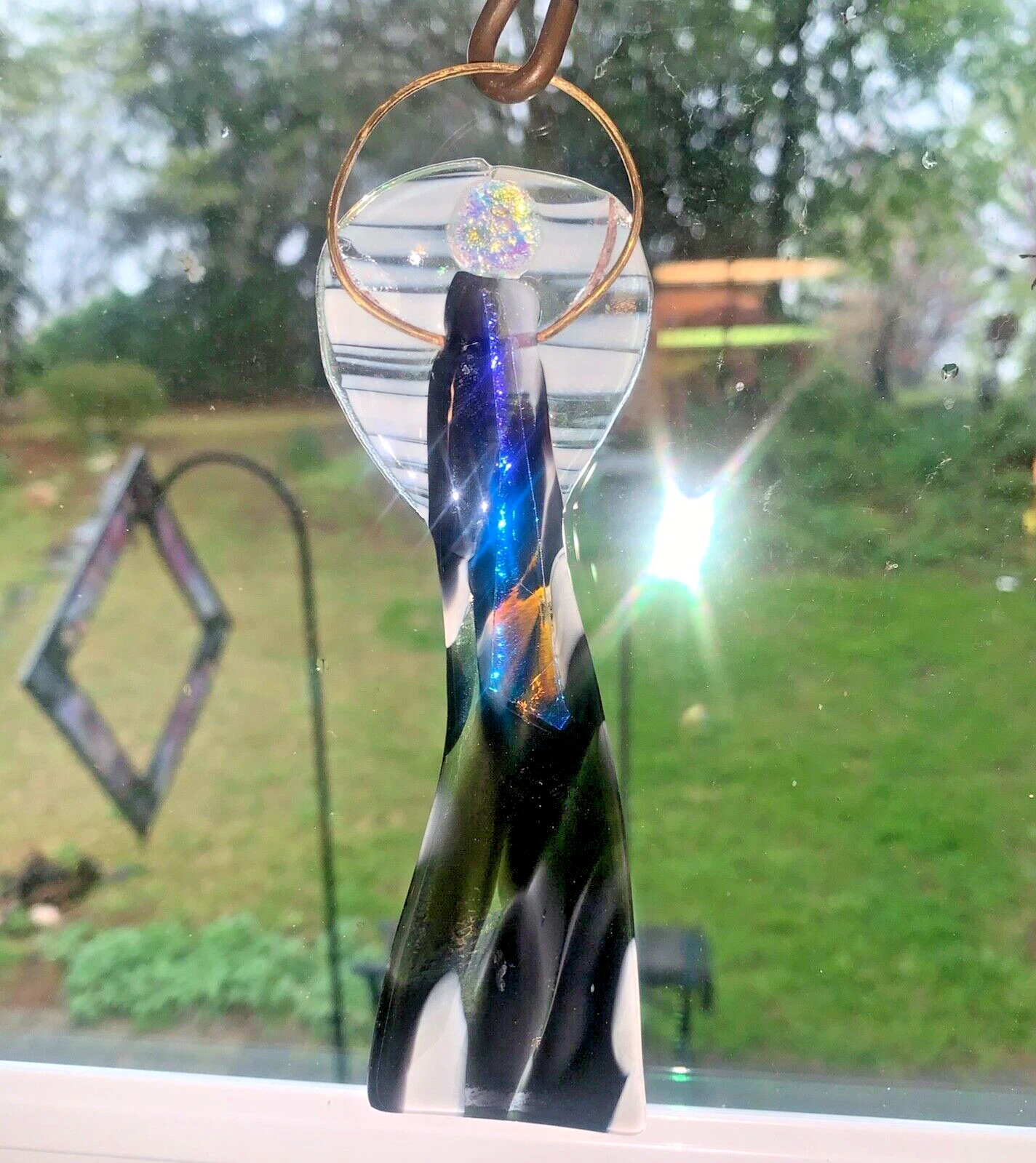Angel Ornament Suncatcher Christmas Tree Glass Fused Abstract