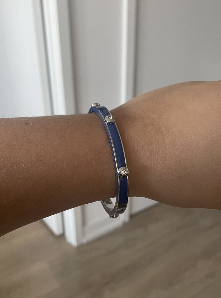 RARE Henri Bendel silver and blue bracelet bangle Medium Size