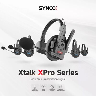 Synco Xtalk XPro 2 Vollduplex-Wireless-Intercom-Headset-System Mikrofone
