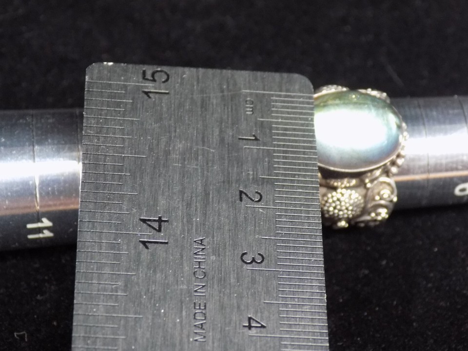 Labradorite Cocktail Ring 925 Sterling Silver Scroll Detail Oval Stone ...