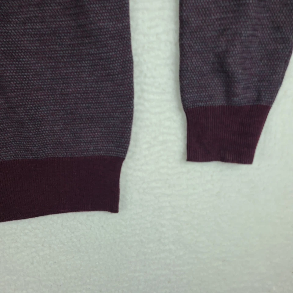 Peter Millar Sweater Mens XL Gray Purple Knit Quarter Zip Wool Sweatshirt - Image 2 of 4