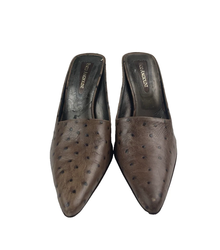Tacones de mula Enzo Angiolini Hali punta cocodrilo para mujer talla Marrón 8,5 M Foto 3 de 4