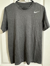 Nike Dri-FIT Men's L Gray Crew Neck Short Sleeve Moisture Wicking Tee Logo