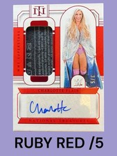 Charlotte Flair 2024 WWE National Treasures LAUNDRY TAG PATCH AUTO Ruby /5