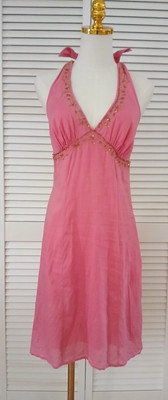 Fire Los Angeles Little Pink Halter Dress 100% Cotton Size 5 Lightweight Comfy