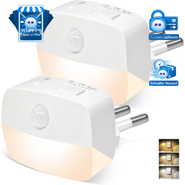 Nachtlicht Steckdose Mit Bewegungsmelder Warmweiß LED 2 StüCk Dimmbar FüR-image