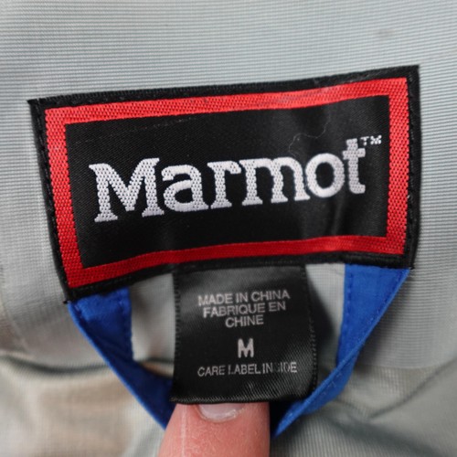 Vintage Marmot Goretex Jacket Mens Medium Blue Hooded 3 Ply Ski Shell Waterproof - Picture 6 of 12