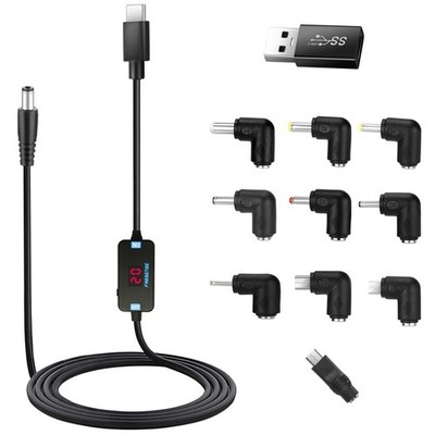 FARSENSE USB C to DC Adapter,Barrel PD Trigger Cable(3.3ft) with small, BLACK 