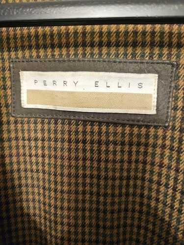 VINTAGE! Men's Perry Ellis Leather Coat/sherpa Collar/ XL/ Deep Olive Green - Picture 9 of 24