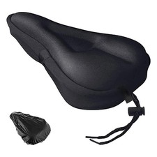 Bike Seat Cover Cushioned Padded Bicycle Gel Saddle Extra Comfort Exercise Black