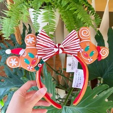 Disney Parks Christmas Holiday Headband Gingerbread Minnie Mickey Mouse Ear NWT