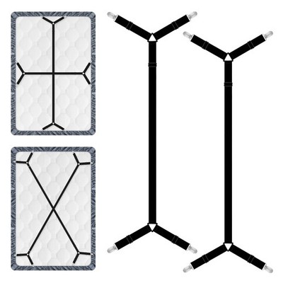 2 Pcs Black Elastic Adjustable Bed Sheet Holder Straps Fasteners