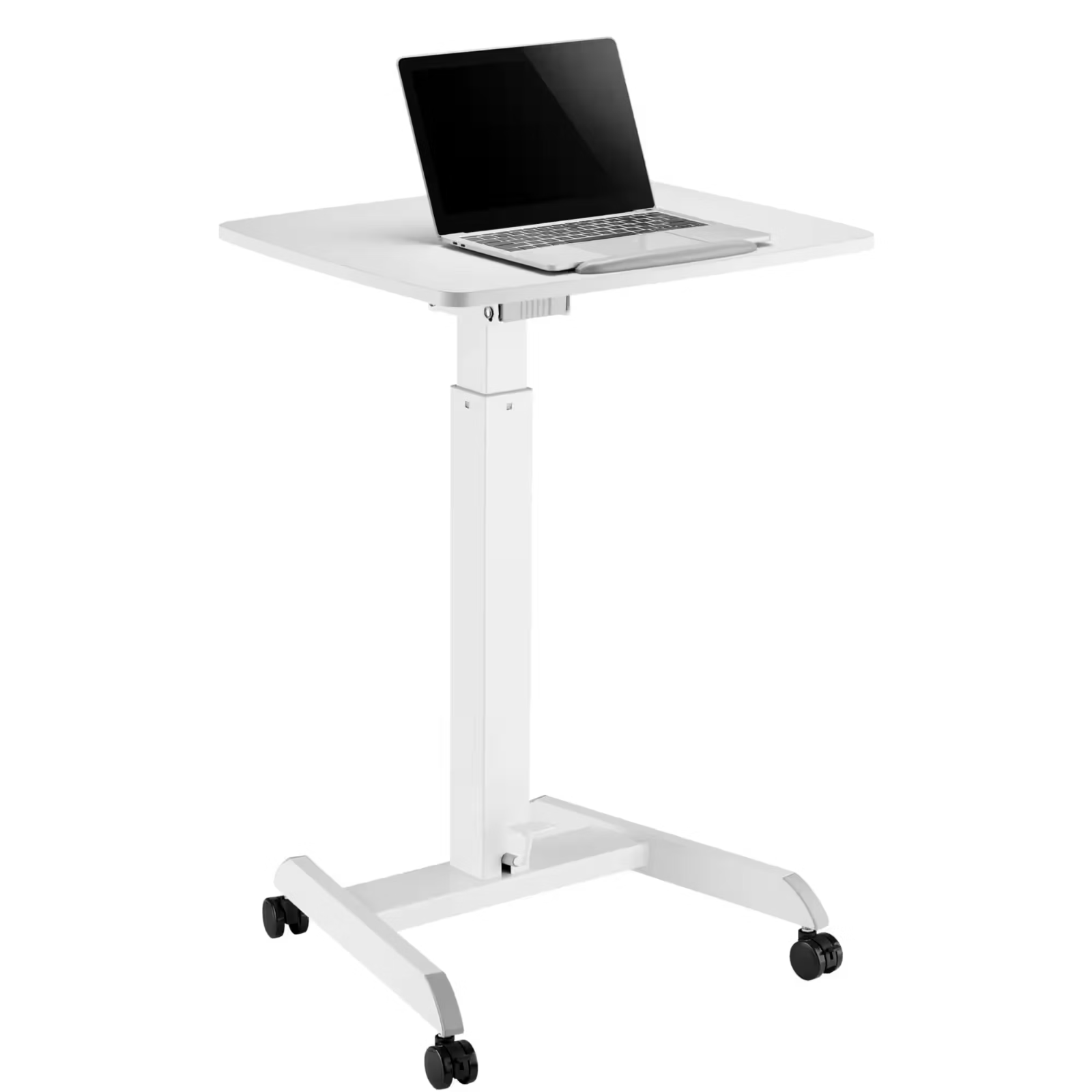 ProperAV Mobile Sit Stand Desk Gas Lift Height Adjustable Laptop Workstation