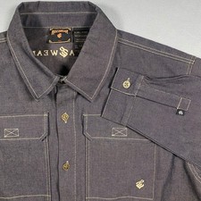 Rocawear Mens 2XL Denim Jacket Dark Wash Embroidered Logo Heavy Cotton