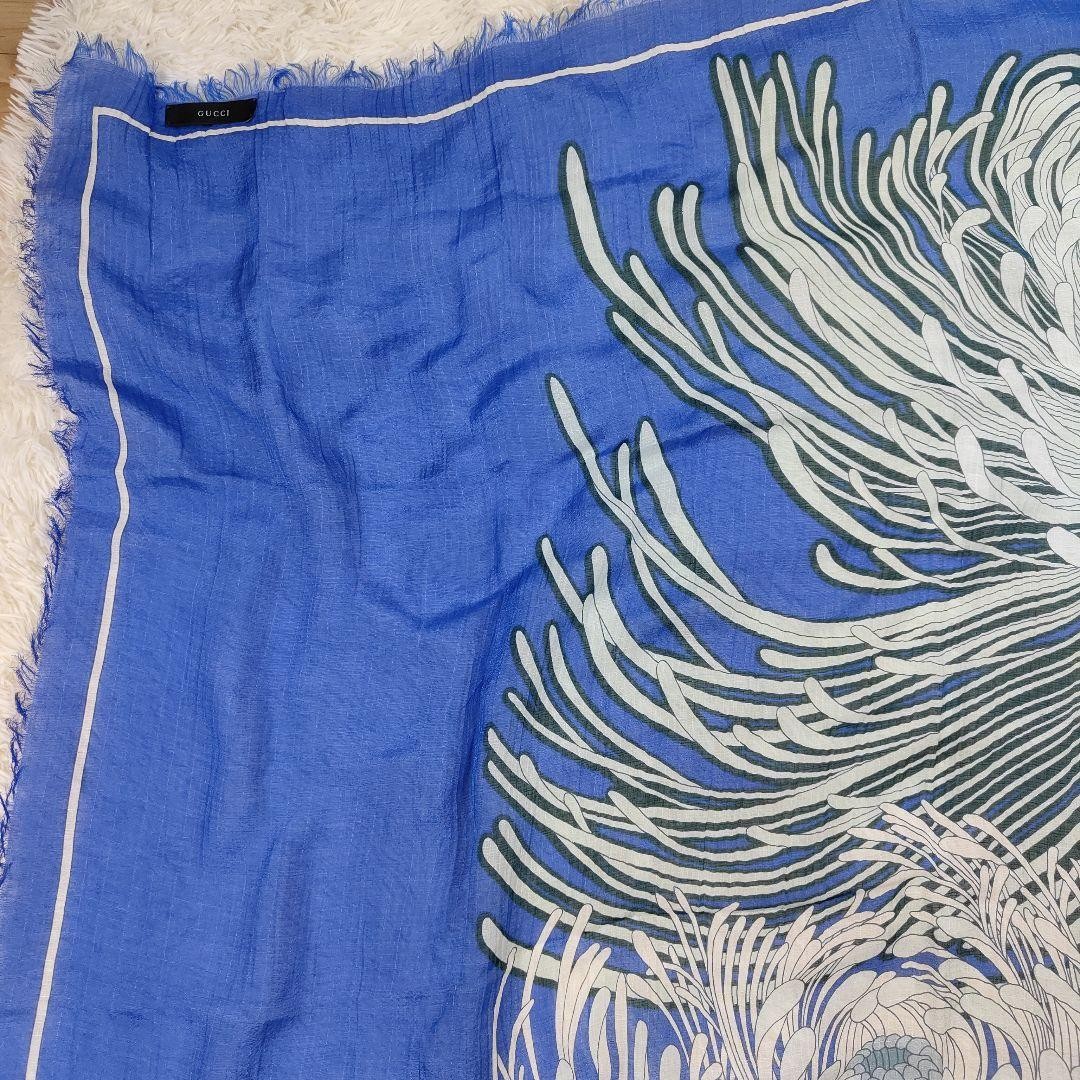 GUCCI Large Silk Rayon Scarf with Floral Pattern, 118cm x 125cm thumbnail 10