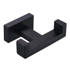 Towel Hook Double, Stainless Steel Coat Hook, Bathroom Wall Mount, Black