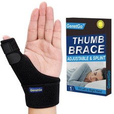 GenetGo Trigger Thumb Splint - Spica Support Brace One Size, Black