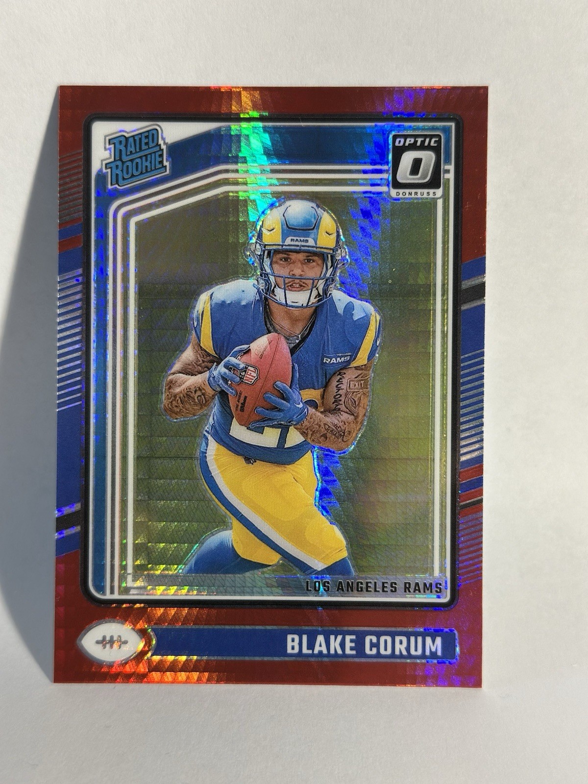 2024 Panini Donruss Optic - Rated Rookie Blake Corum #208 Red Hyper Prizm (RC)