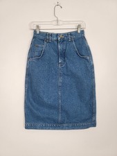 Vintage Women's Lee Denim Blue Jean Pencil Skirt Size 8 Union Made USA 80s