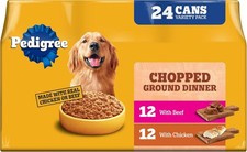 Pedigree Chopped Ground Dinner Wet Dog Food 13.2 oz. Cans 24 Count, Pack of 1 