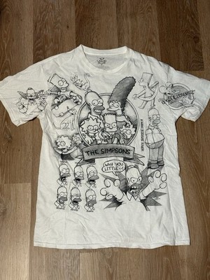 Y2K Liquid Blue The Simpsons Sketch Drawing Graphic T Shirt Men s Size Medium