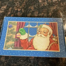 Vintage School Pencil Supply Box Christmas Santa General Box Company Made In USA