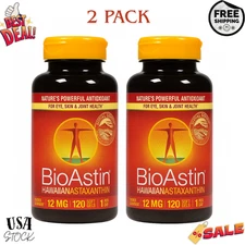 BioAstin Hawaiian Astaxanthin 12 mg Supplement 120 Soft Gels 10/2027 - 2 Pack