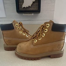 Timberland 12780B Kids Brown Leather Lace-Up Ankle Boots Size US 1 M EU 25