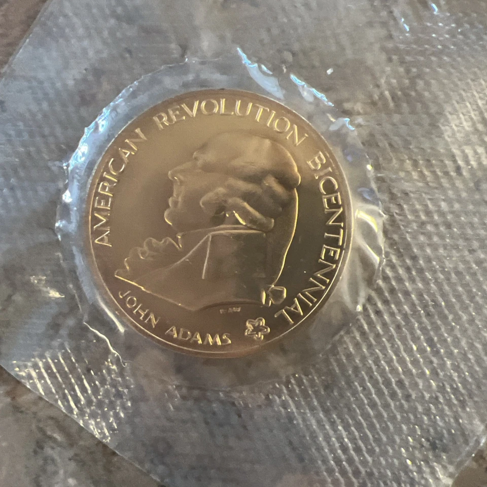 1974 American Revolution Bicentennial Bronze Medallion PROOF Coin FDC JOHN ADAMS - Image 2 of 4