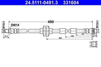 Bremsschlauch Vorne Ate 245111 04913 FÜR Mercedes