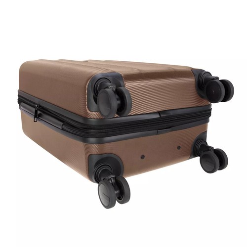 Skyline Hardside Large Checked Suitcase Hardshell 8-Wheel Spinner Luggage, Brown - Picture 6 of 7