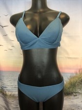 NWT Cupshe Two Piece Swimsuit Medium Textured Blue