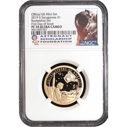 2019 Rocketship 2pc Set Dollar NGC PF70UC Half Dollar NGC PL68 ASF FDI Label - Picture 2 of 5
