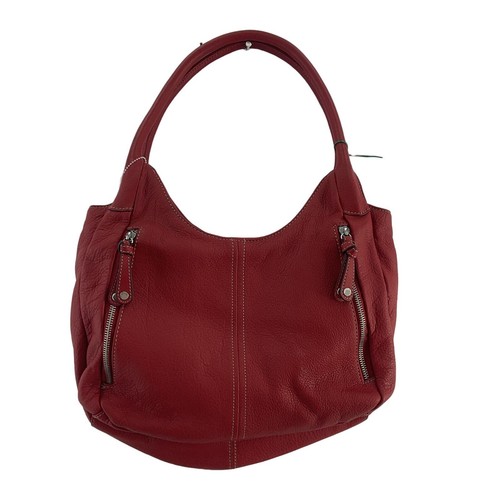 Preowned Tignanello Red Faux Leather Top Handle Purse Shoulder Bag
