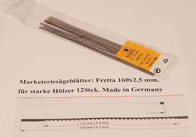 Marketeriesägeblätter Fretta 160x2,5 mm für Holz 12 Stück,  Made in Germany