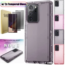 For Samsung Galaxy Note 20 Ultra 5G Clear Shockproof Case Cover Tempered Glass