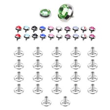 Dermal Piercing Professional Kit Jewelry Multi Press-Fit Gem 22 Tops  22 Bottom