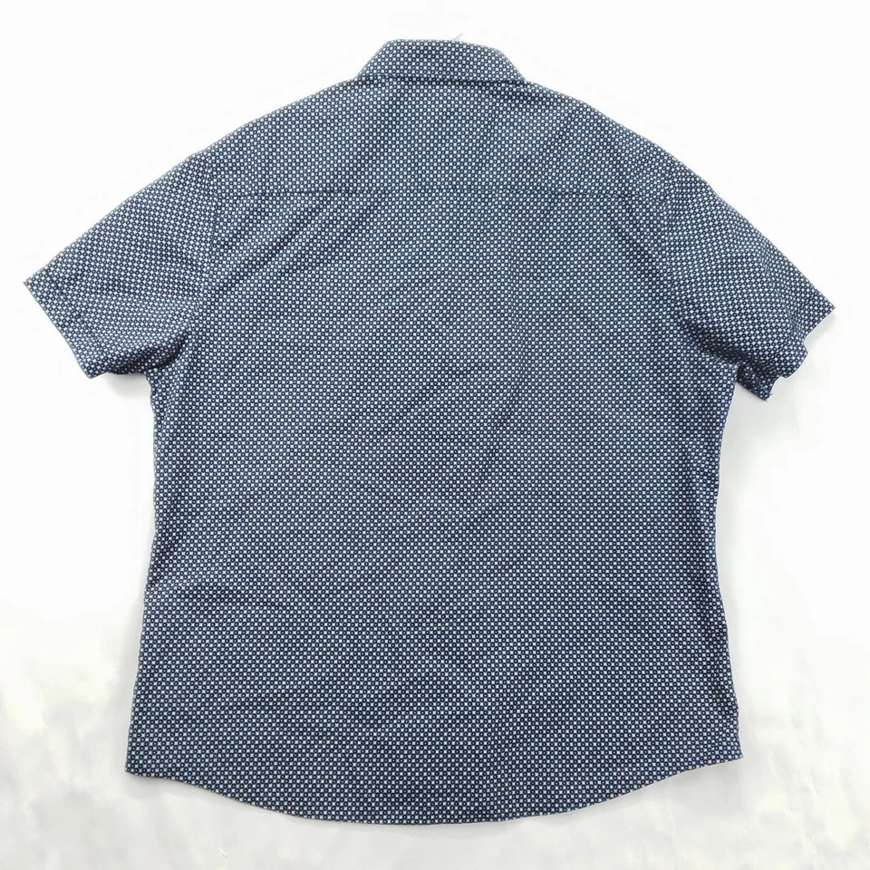 Vince Camuto Shirt Mens XL Blue White Geometric Short Sleeve Classic Button-Up - Image 2 of 4