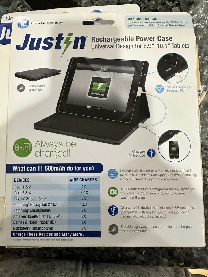 Jut-in Rechargeable Power Case Universal Design for 8-9"-10.1" Tablets Ipad new - Image 2 of 3