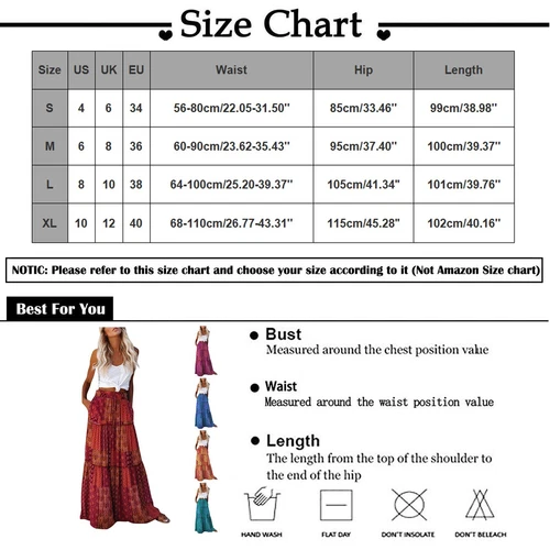 Bohemian Rock Patchwork Langrock Boho Ethno Print Maxi Retro A-Linie Plissee - Bild 22 von 40