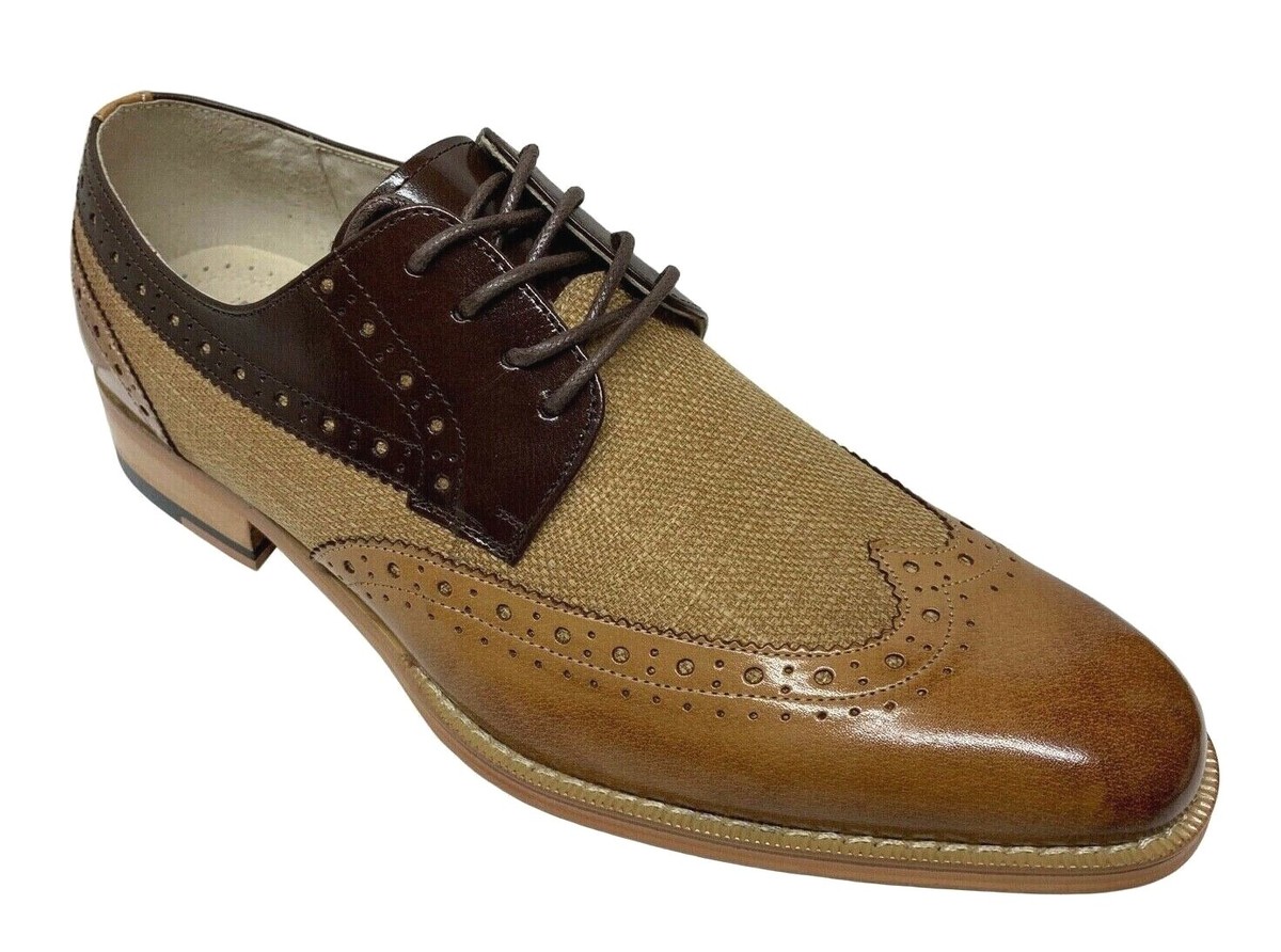 Giovanni Men’s Shoes Brown Oxford 9.5 Medium Giovanni Mens Stylish Wingtip Burgundy Church Shoes Italian  main image 3