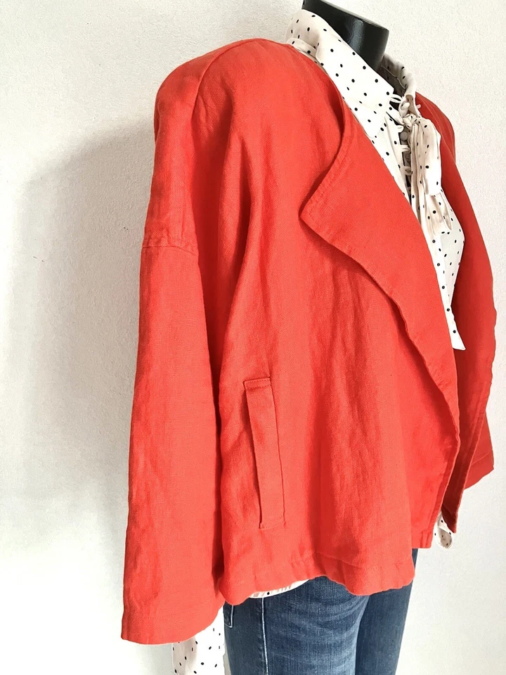 Womens EILEEN FISHER jacket BLAZER open stylish! Pockets! MEDIUM PETITE EUC! - Image 3 of 4