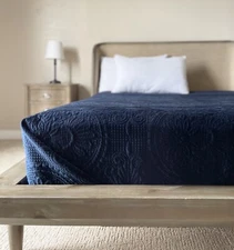 Pottery Barn 3 pieces Velvet Medallion Quilt Queen Size 90" by 96"