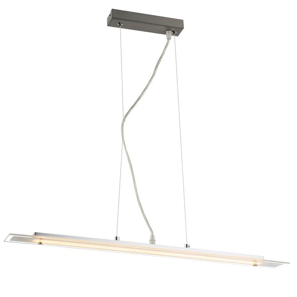 Lampadario Da Pranzo Lampada A Sospensione LED Vetro Cucina Argento H 120 Cm - Immagine 2 di 4