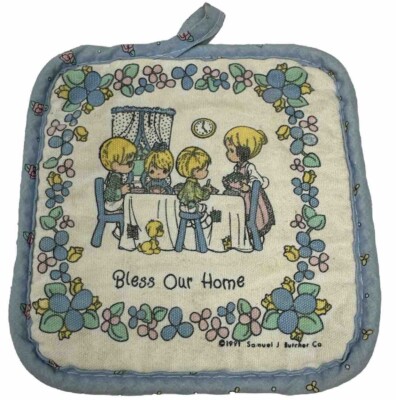 Precious Moments Pot Holder Vintage Bless Our Home 1991