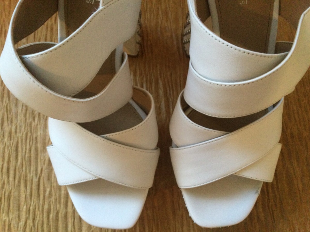 *MICHAEL KORS*レザー エスパドリーユ オフホワイト Michael Kors white platform shoes with studded heels, Size 6